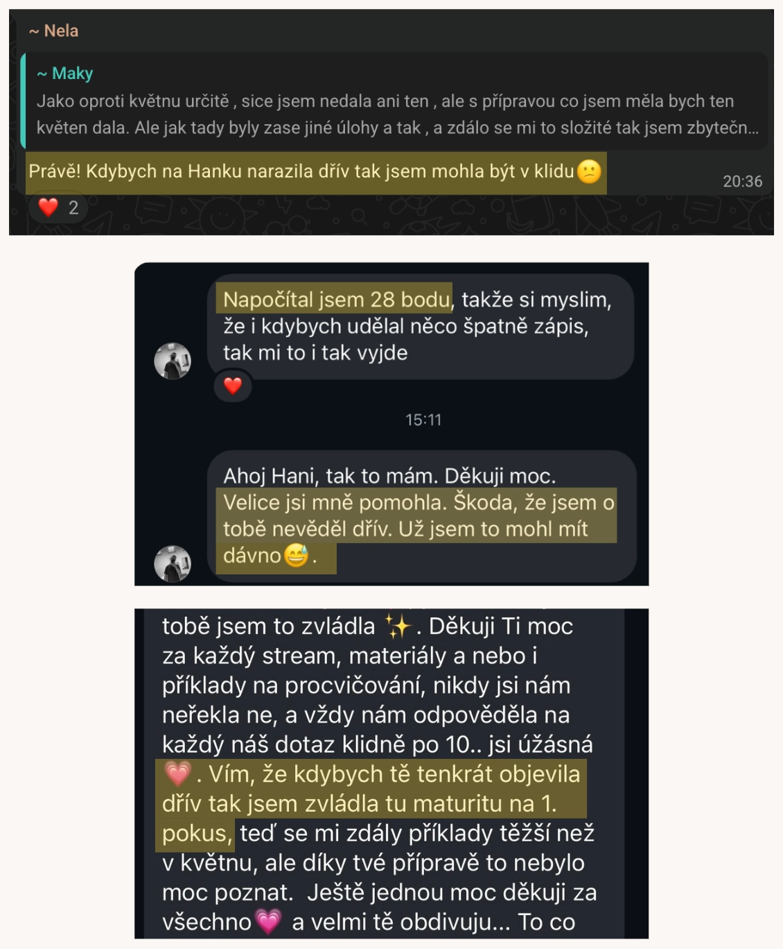 Zprávy od studentů: kdybych na Hanku narazila dřív, mohla jsem maturitu zvládnout napoprvé